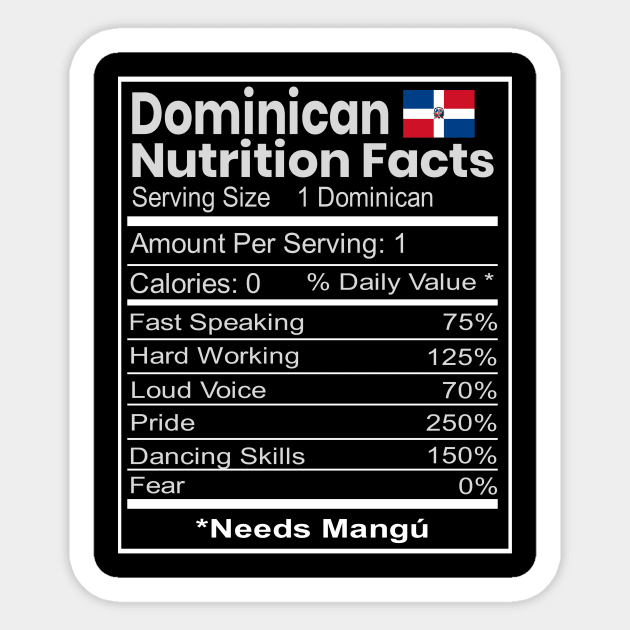 Dominican Nutrition Facts Dominican Republic Sticker by OriginalGiftsIdeas